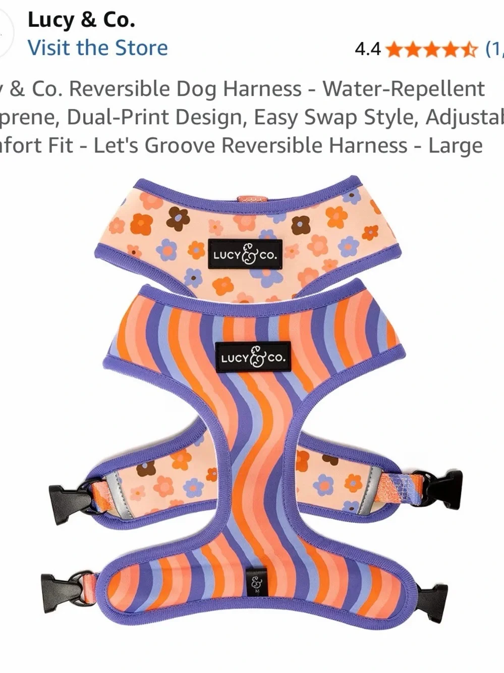 Lucy & Co. Floral Neoprene Dog Harness size large